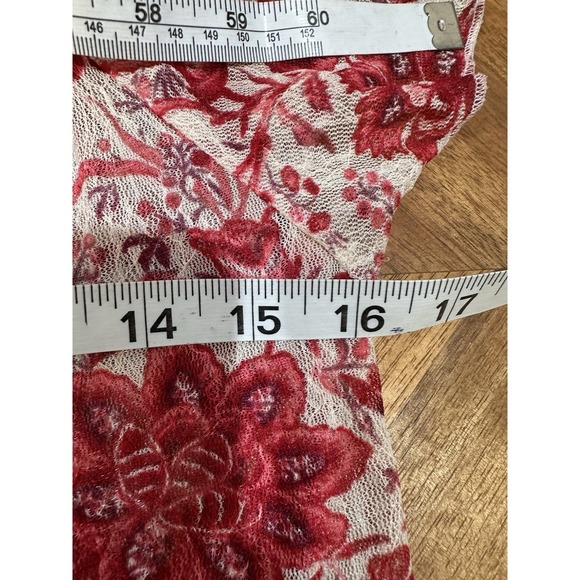 Ralph Lauren Denim Supply Pink Floral Babydoll Crochet Lace Top XS Sheer Peasant - Picture 8 of 9